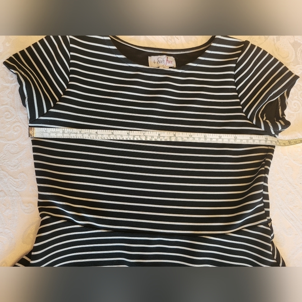 4 Ever Free Black and White Striped Dress, Size 16 - Picture 4 of 7